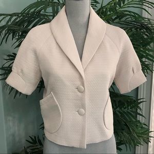 Anthropologie Ivory Textured Jacket by Tulle